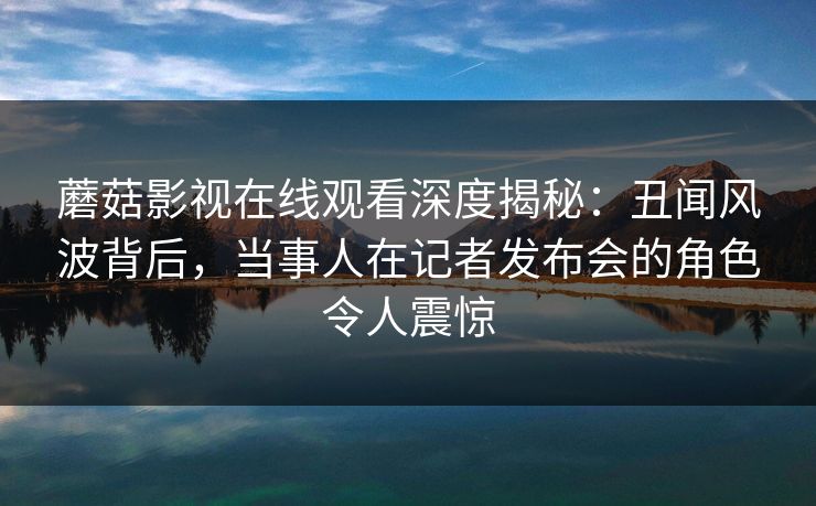 蘑菇影视在线观看深度揭秘：丑闻风波背后，当事人在记者发布会的角色令人震惊