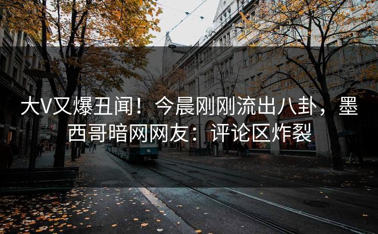 大V又爆丑闻！今晨刚刚流出八卦，墨西哥暗网网友：评论区炸裂