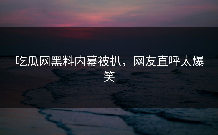 吃瓜网黑料内幕被扒，网友直呼太爆笑