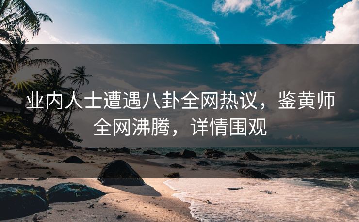 业内人士遭遇八卦全网热议，鉴黄师全网沸腾，详情围观