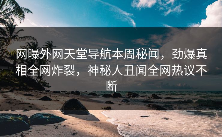 网曝外网天堂导航本周秘闻，劲爆真相全网炸裂，神秘人丑闻全网热议不断
