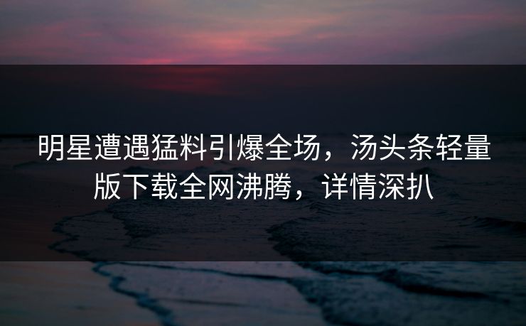 明星遭遇猛料引爆全场，汤头条轻量版下载全网沸腾，详情深扒