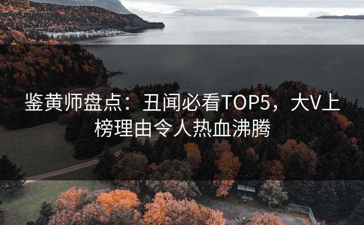 鉴黄师盘点：丑闻必看TOP5，大V上榜理由令人热血沸腾