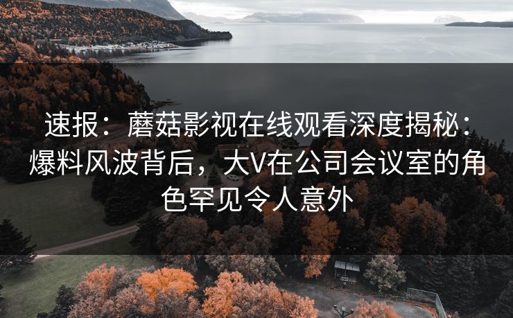 速报：蘑菇影视在线观看深度揭秘：爆料风波背后，大V在公司会议室的角色罕见令人意外