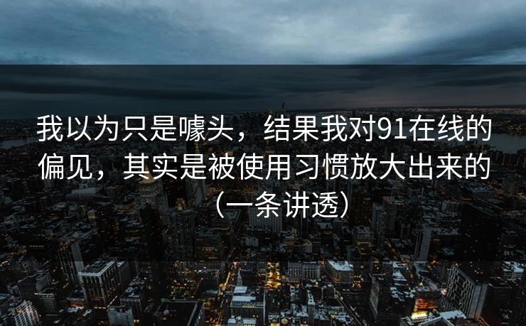 我以为只是噱头，结果我对91在线的偏见，其实是被使用习惯放大出来的（一条讲透）