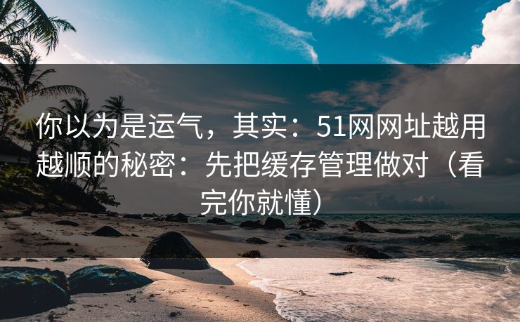 你以为是运气,其实:51网网址越用越顺的秘密:先把缓存管理做对(看完你就懂) 你以为是运气,其实:51网网址越用越顺的秘密:先把缓存管理做对(看完你就懂)
